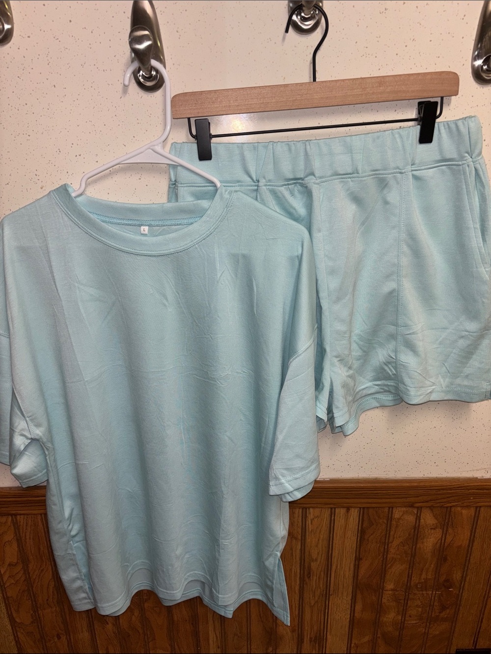 Women’s Light Blue Lounge Set - Tee & Shorts (size Large) - Picture 1 of 9